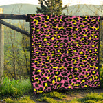 Pink And Yellow Leopard Print Quilt