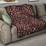 Pink And Yellow Leopard Print Quilt