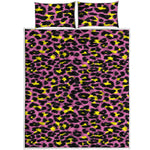 Pink And Yellow Leopard Print Quilt Bed Set