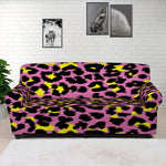 Pink And Yellow Leopard Print Sofa Cover