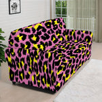 Pink And Yellow Leopard Print Sofa Cover