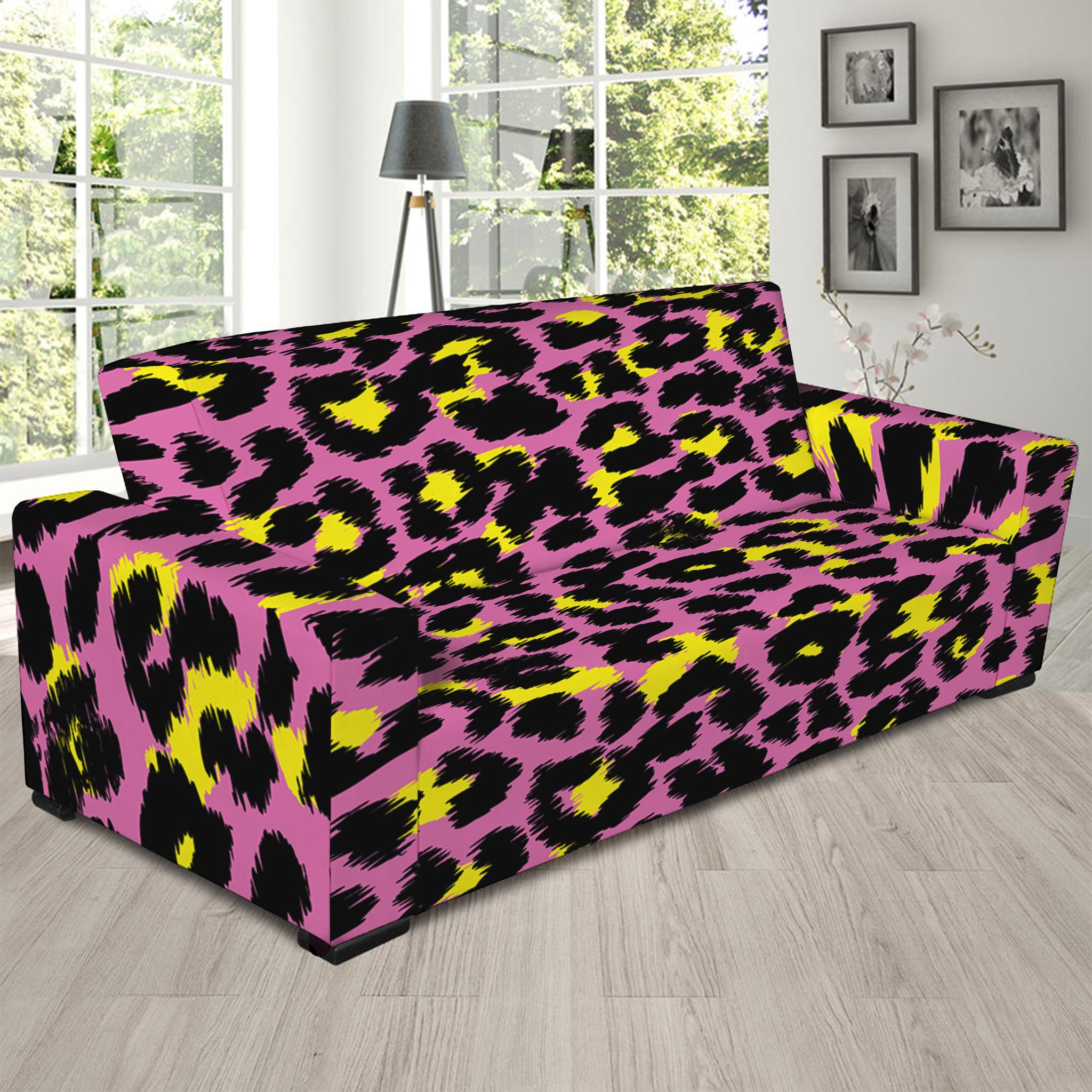 Pink And Yellow Leopard Print Sofa Slipcover – GearFrost