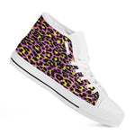 Pink And Yellow Leopard Print White High Top Shoes