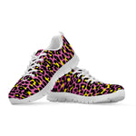 Pink And Yellow Leopard Print White Sneakers