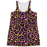 Pink And Yellow Leopard Print Women's Racerback Tank Top