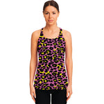 Pink And Yellow Leopard Print Women's Racerback Tank Top