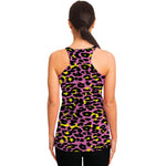 Pink And Yellow Leopard Print Women's Racerback Tank Top