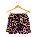 Pink And Yellow Leopard Print Women's Shorts