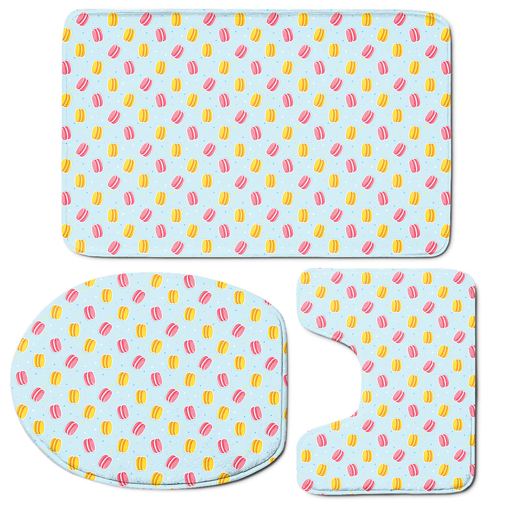 Pink And Yellow Macaron Pattern Print 3 Piece Bath Mat Set
