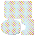 Pink And Yellow Macaron Pattern Print 3 Piece Bath Mat Set