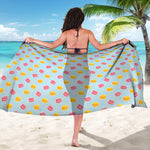 Pink And Yellow Macaron Pattern Print Beach Sarong Wrap