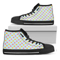Pink And Yellow Macaron Pattern Print Black High Top Sneakers