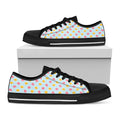 Pink And Yellow Macaron Pattern Print Black Low Top Sneakers