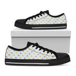 Pink And Yellow Macaron Pattern Print Black Low Top Shoes