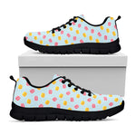 Pink And Yellow Macaron Pattern Print Black Sneakers