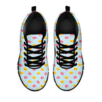 Pink And Yellow Macaron Pattern Print Black Sneakers