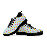 Pink And Yellow Macaron Pattern Print Black Sneakers