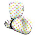 Pink And Yellow Macaron Pattern Print Boxing Gloves
