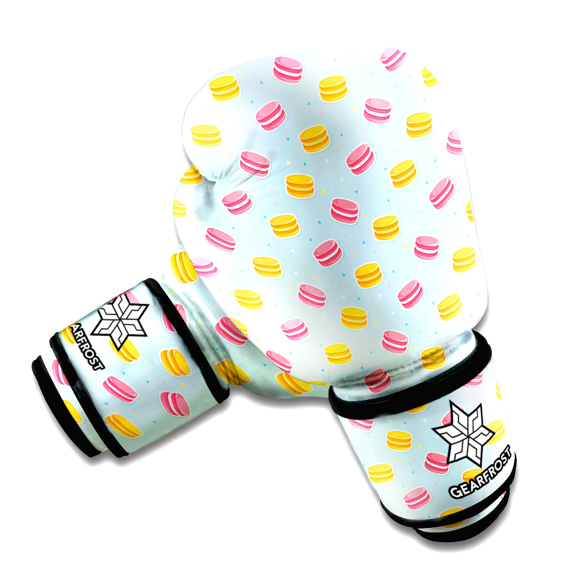 Pink And Yellow Macaron Pattern Print Boxing Gloves