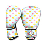 Pink And Yellow Macaron Pattern Print Boxing Gloves