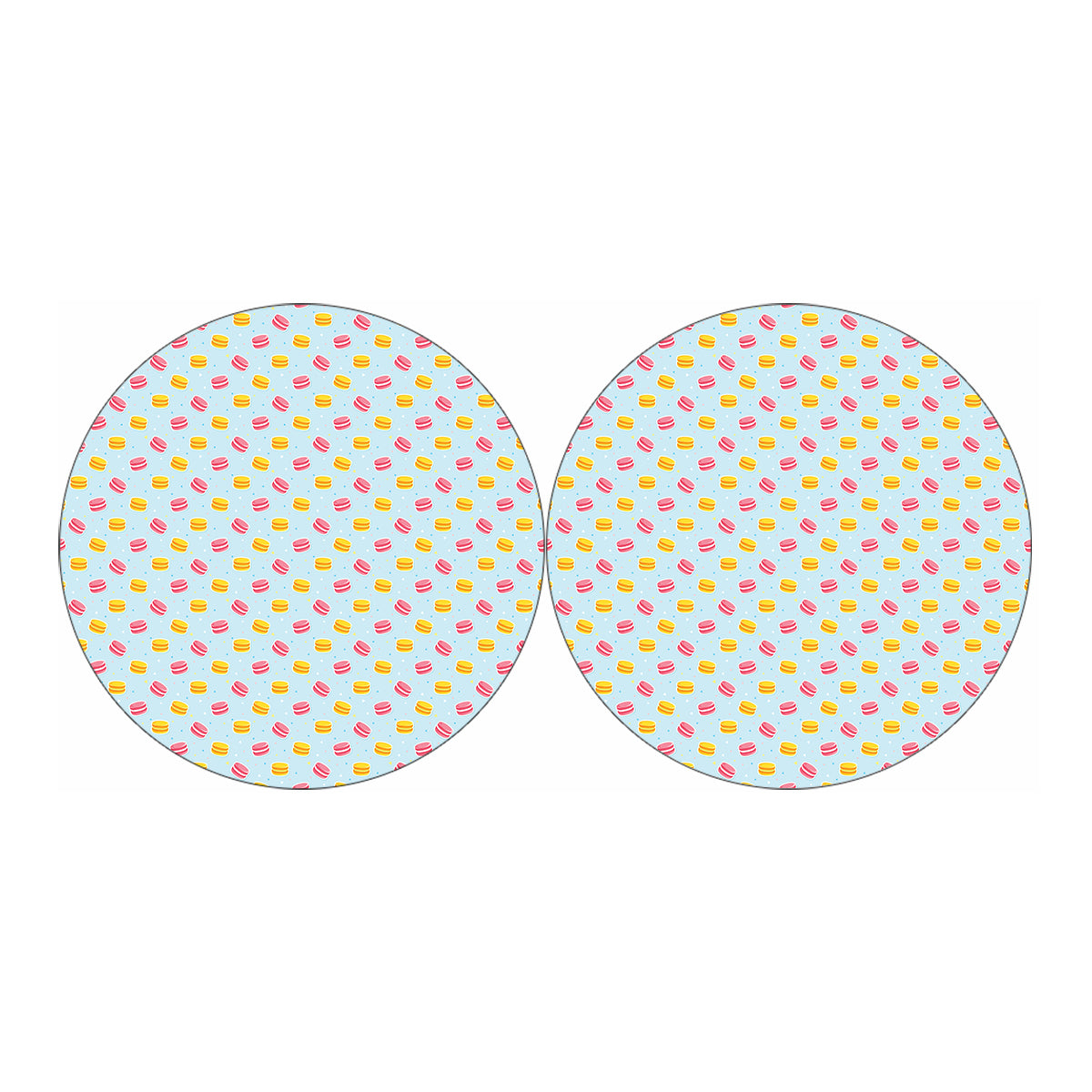 Pink And Yellow Macaron Pattern Print Car Coasters