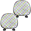 Pink And Yellow Macaron Pattern Print Car Headrest Covers