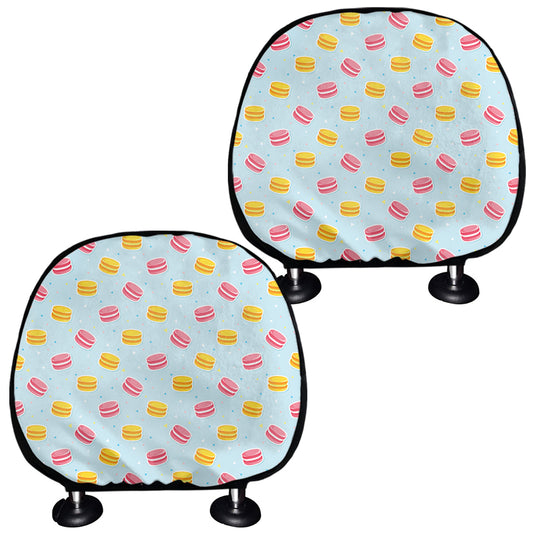 Pink And Yellow Macaron Pattern Print Car Headrest Covers