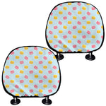 Pink And Yellow Macaron Pattern Print Car Headrest Covers