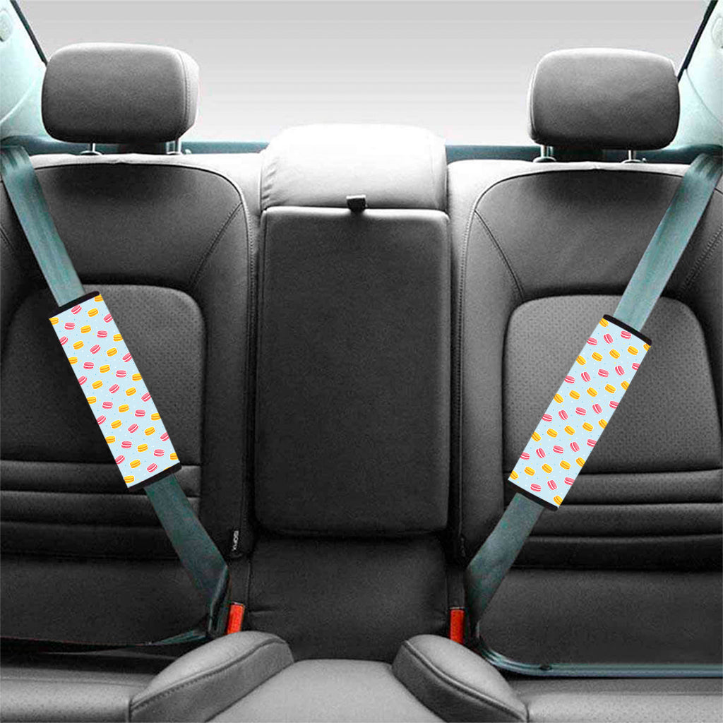Pink And Yellow Macaron Pattern Print Car Seat Belt Covers