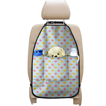 Pink And Yellow Macaron Pattern Print Car Seat Organizers
