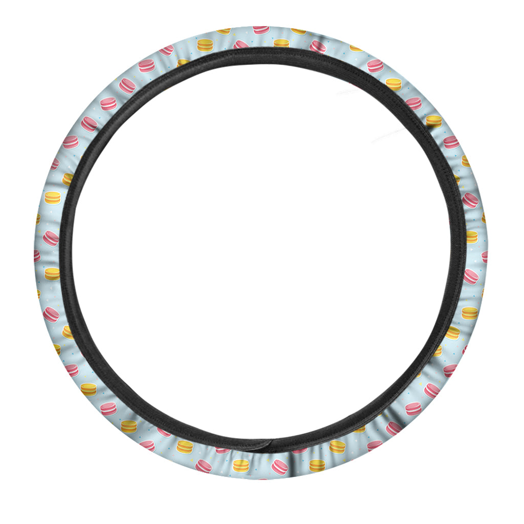 Pink And Yellow Macaron Pattern Print Car Steering Wheel Cover