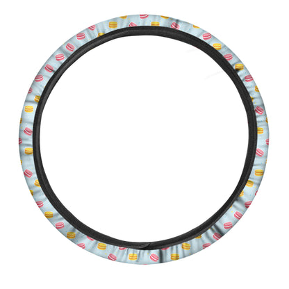 Pink And Yellow Macaron Pattern Print Car Steering Wheel Cover