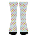Pink And Yellow Macaron Pattern Print Crew Socks