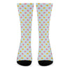 Pink And Yellow Macaron Pattern Print Crew Socks