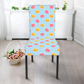 Pink And Yellow Macaron Pattern Print Dining Chair Slipcover