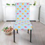 Pink And Yellow Macaron Pattern Print Dining Chair Slipcover