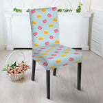 Pink And Yellow Macaron Pattern Print Dining Chair Slipcover