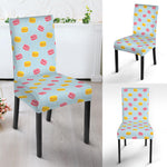 Pink And Yellow Macaron Pattern Print Dining Chair Slipcover