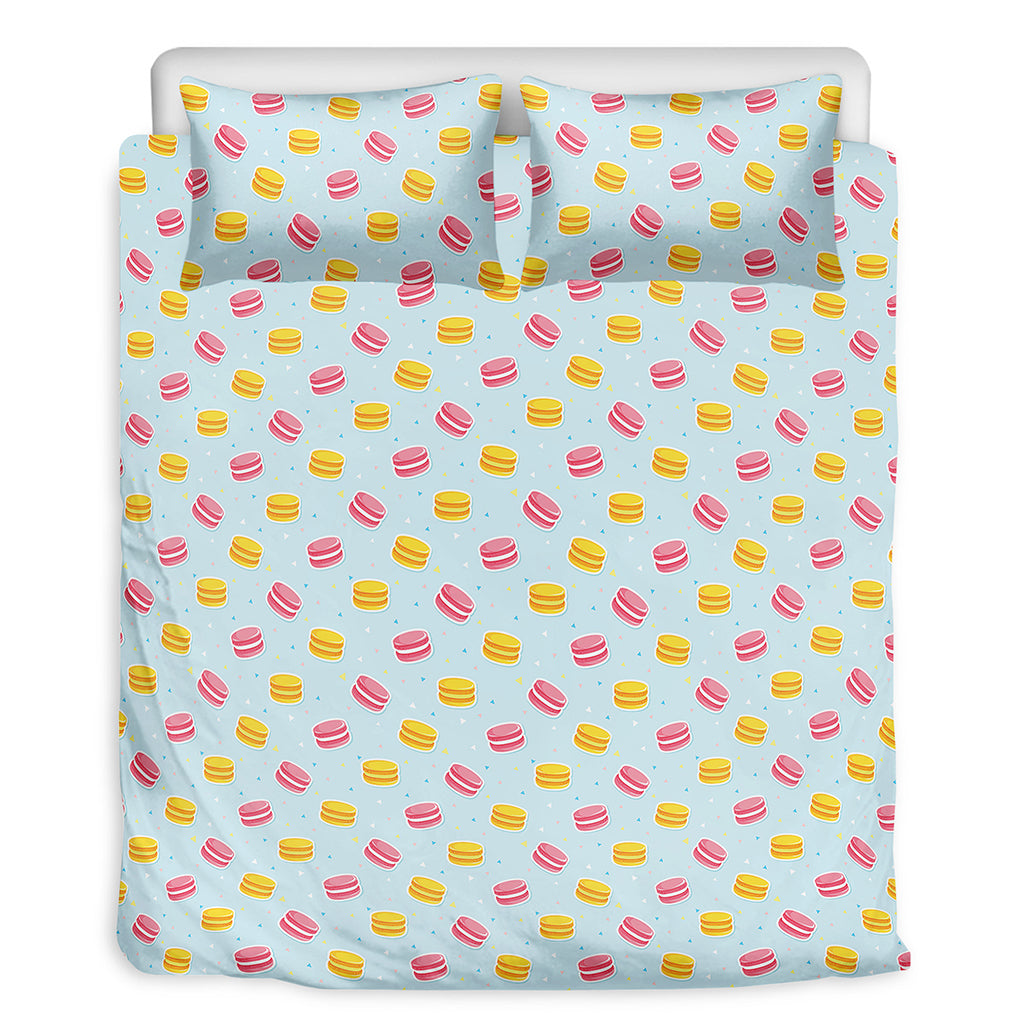 Pink And Yellow Macaron Pattern Print Duvet Cover Bedding Set