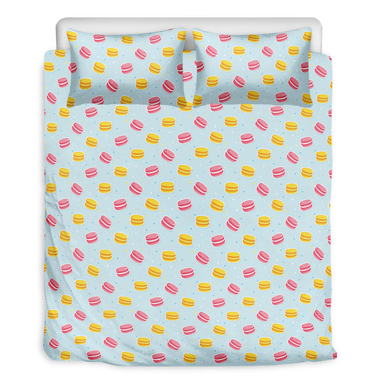 Pink And Yellow Macaron Pattern Print Duvet Cover Bedding Set