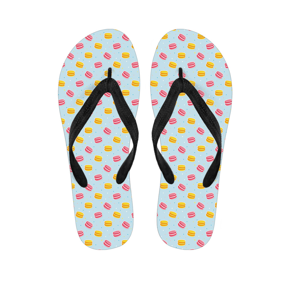 Pink And Yellow Macaron Pattern Print Flip Flops