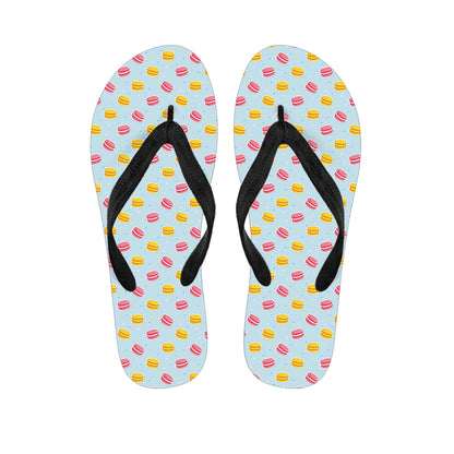 Pink And Yellow Macaron Pattern Print Flip Flops