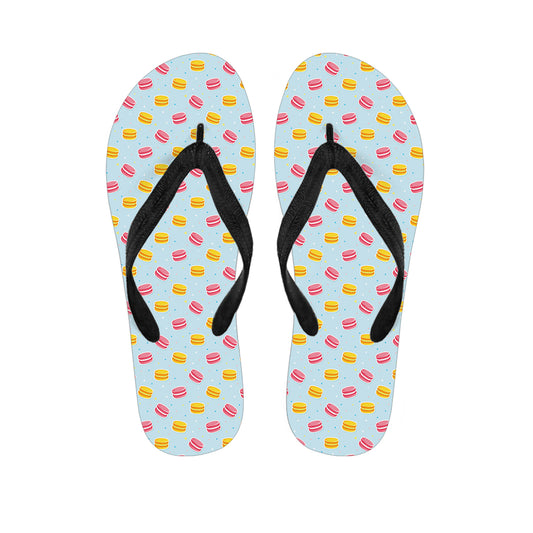 Pink And Yellow Macaron Pattern Print Flip Flops
