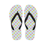 Pink And Yellow Macaron Pattern Print Flip Flops