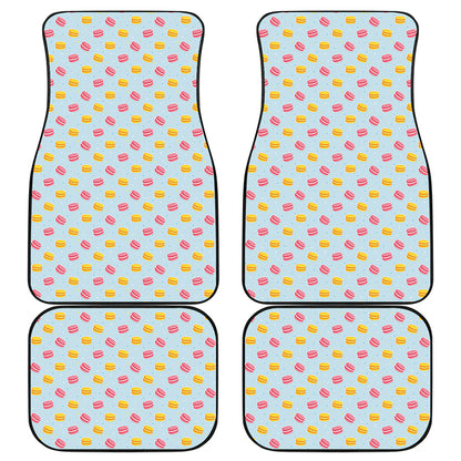 Pink And Yellow Macaron Pattern Print Front and Back Car Floor Mats