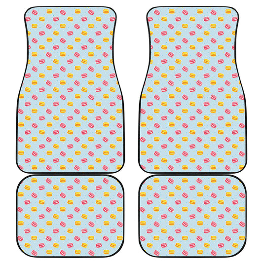 Pink And Yellow Macaron Pattern Print Front and Back Car Floor Mats