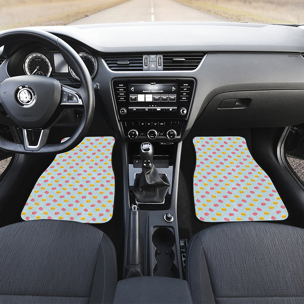 Pink And Yellow Macaron Pattern Print Front and Back Car Floor Mats