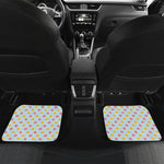Pink And Yellow Macaron Pattern Print Front and Back Car Floor Mats