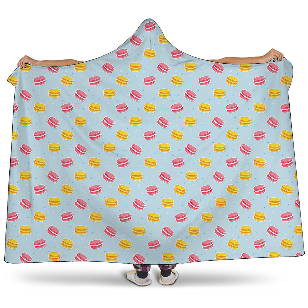 Pink And Yellow Macaron Pattern Print Hooded Blanket