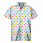 Pink And Yellow Macaron Pattern Print Men's Short Sleeve Shirt